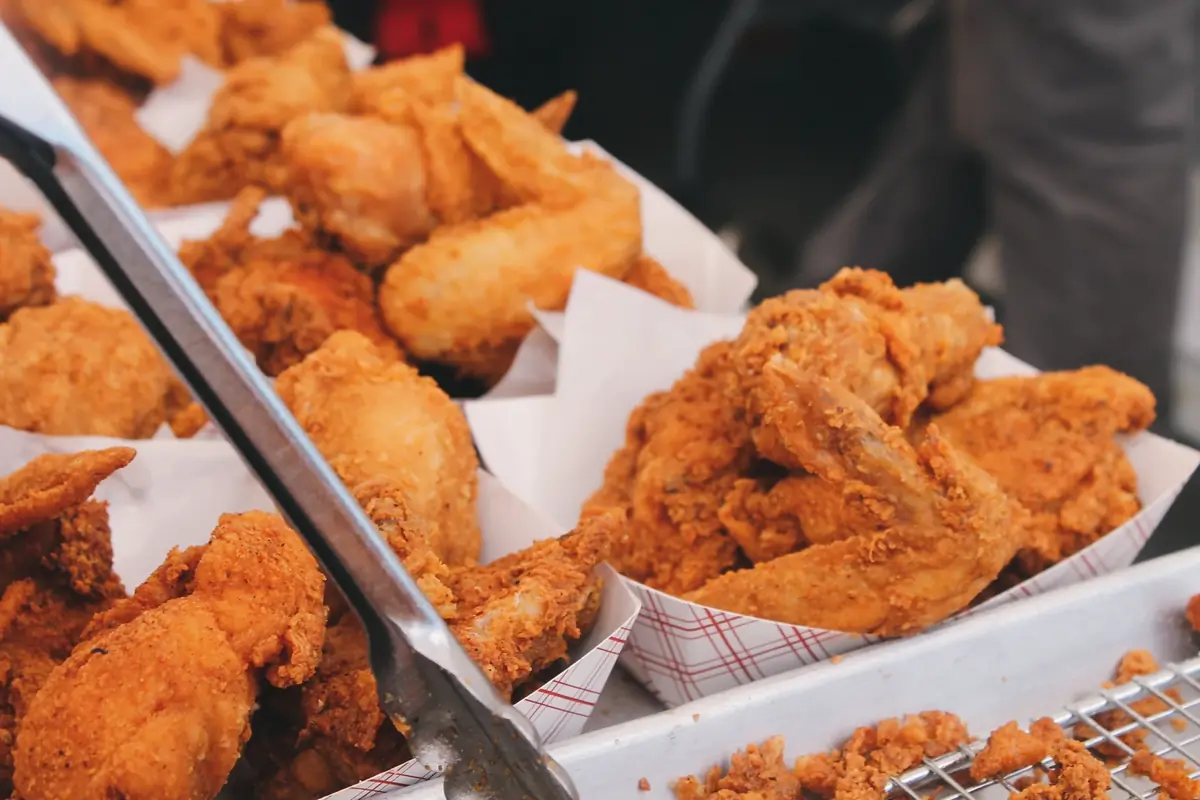 Golden broasted chicken with fries
