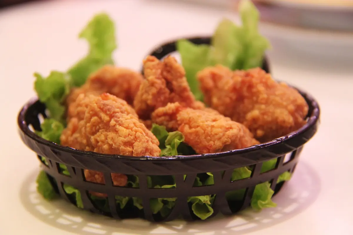 A generous basket of crispy fried chicken for sharing